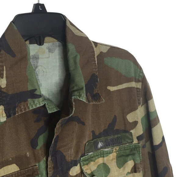 US Army BDU Field Jacket Mens Large Woodland Camo Combat Coat 4 Pocket Military - Picture 12 of 14